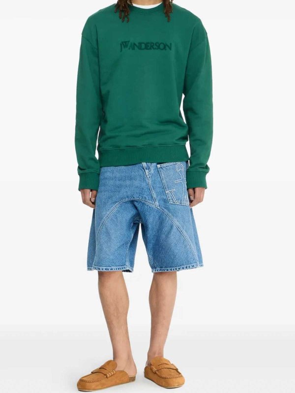 J.W. ANDERSON: Strickpullover mit Rundhalsausschnitt online - Rundhalspullover - Grün