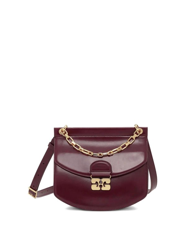 GANNI: Bolsos Shopping - Bolso Shopping - Rojo Oscuro