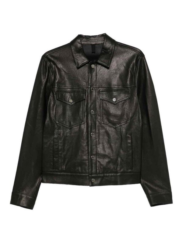 TAGLIATORE: leather coats - Coat  Black