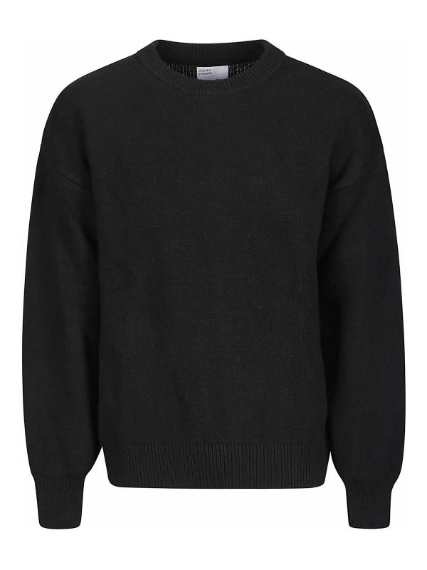 COLORFUL STANDARD: Strickpullover mit Rundhalsausschnitt - Rundhalspullover - Schwarz