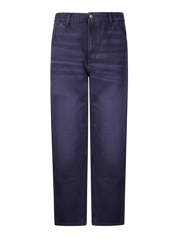 CARHARTT: カジュアルトラウザー - カジュアルパンツ - ダークブルー