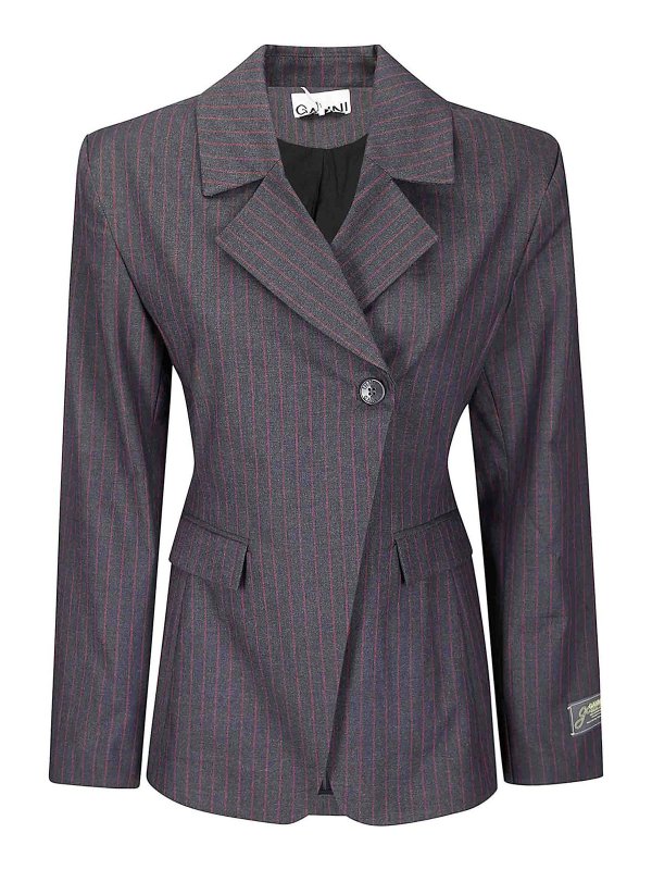 GANNI: blazers - Stretch Stripe Blazer