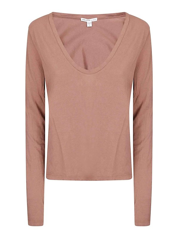 JAMES PERSE: t-shirts - Deep V L/S Tee