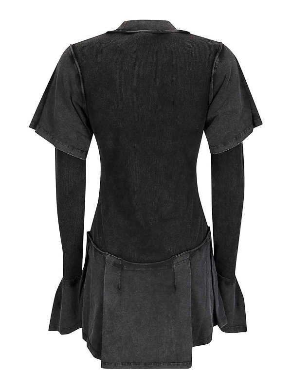 KNWLS: short dresses online - Deconstructed Washed Jersey And Rib Dress