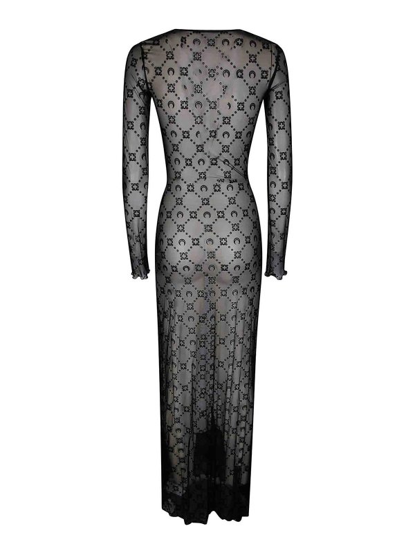 MARINE SERRE: crew necks online - Moonogram Mesh Flock Ls Long Crewneck Dress