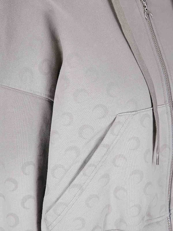 The Best Shops MARINE SERRE: Sweatshirts & Sweaters - Faded Moon Fleece Cropped Zipped Hoodie