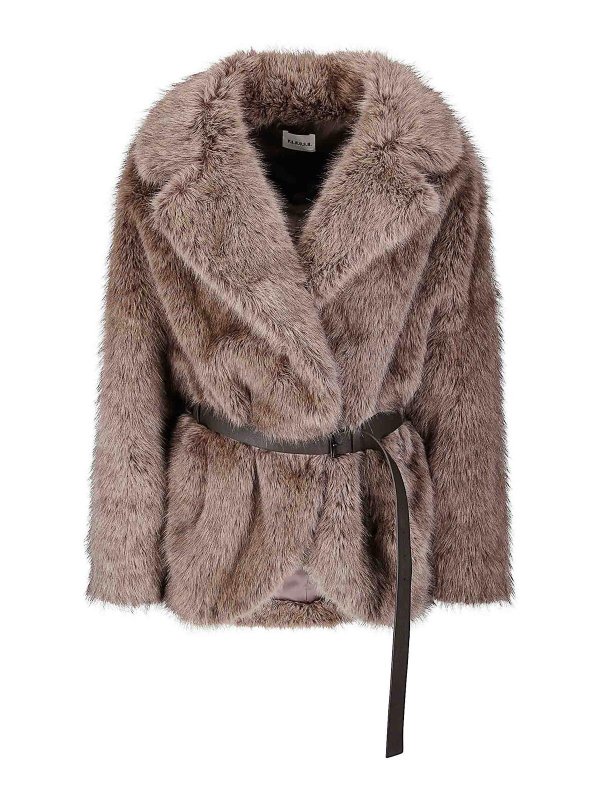 P.A.R.O.S.H.: 毛皮＆シアリングコート - 毛皮/ムートンコート - ダークグレー