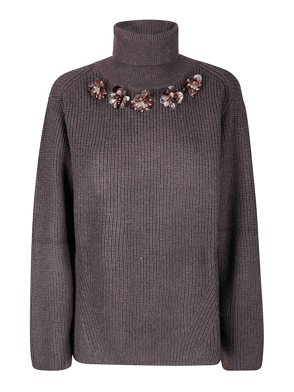 P.A.R.O.S.H.: Suéteres con cuello pico - Suéter Cuello Redondo - Negro