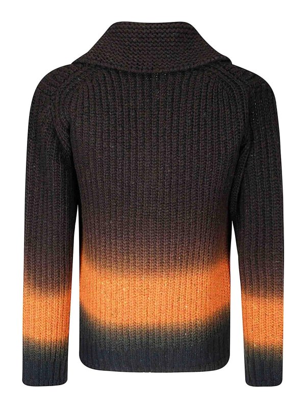 Sacai: cardigans online - Garment Dye Wool Knit Cardigan