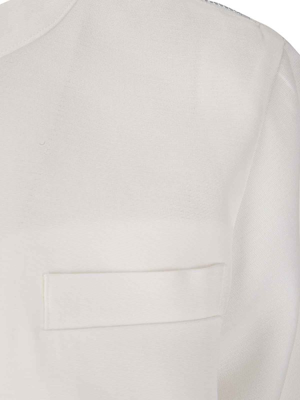 The Best Shops Sacai: Strickpullover mit Rundhalsausschnitt - Rundhalspullover - Creme