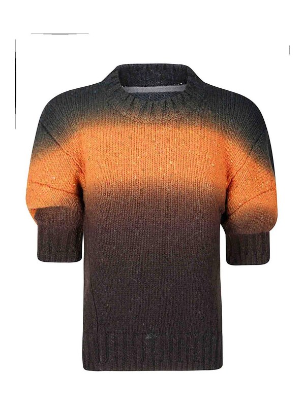 Sacai: crew necks - Garment Dye Wool Knit Pullover