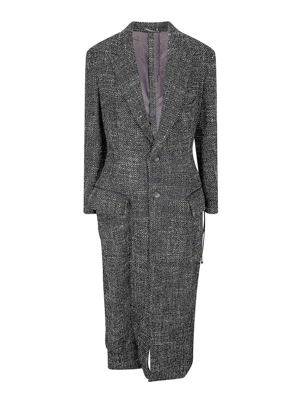 YOHJI YAMAMOTO: long coats - Back Lace Up Long Coat