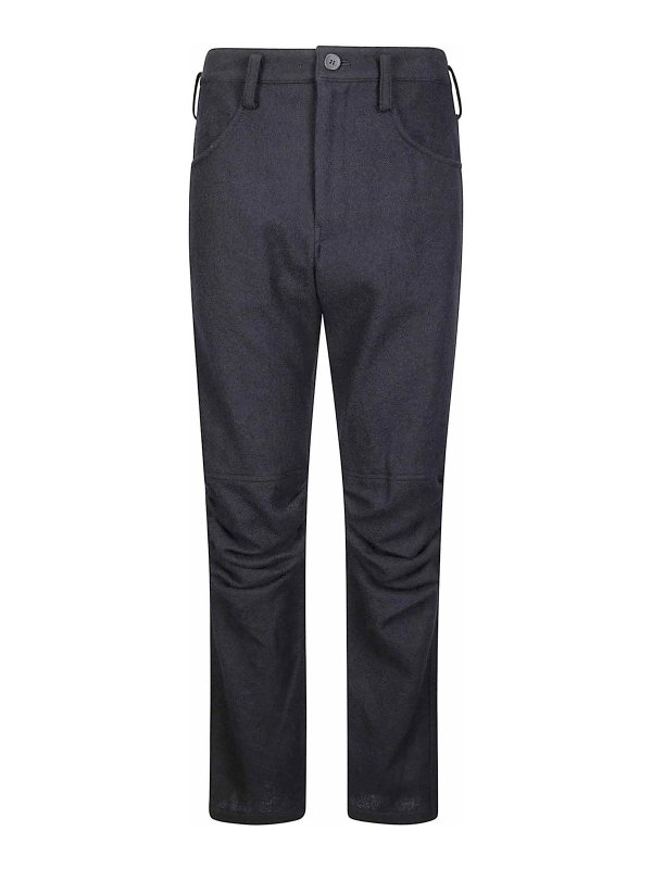 YOHJI YAMAMOTO: casual trousers - Gathered Knee Pants