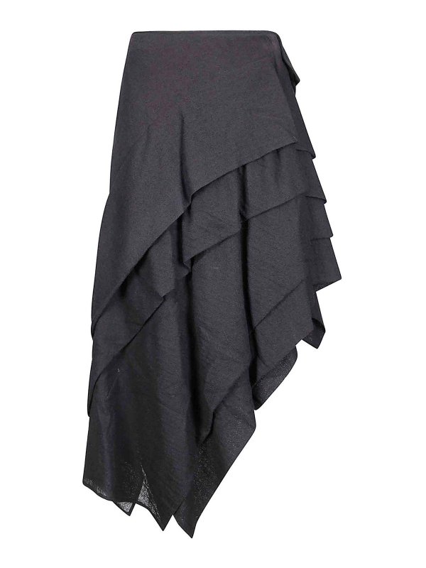 YOHJI YAMAMOTO: Knee length skirts & Midi - Tucked Stitch D Skirt