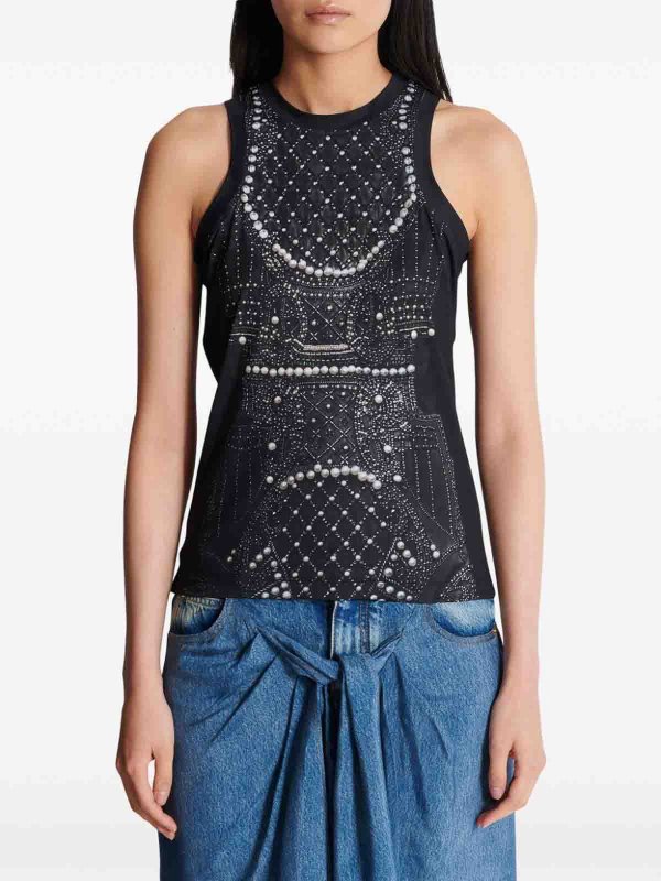 The Best Shops Balmain: Tops und Tank Tops - Top - Schwarz