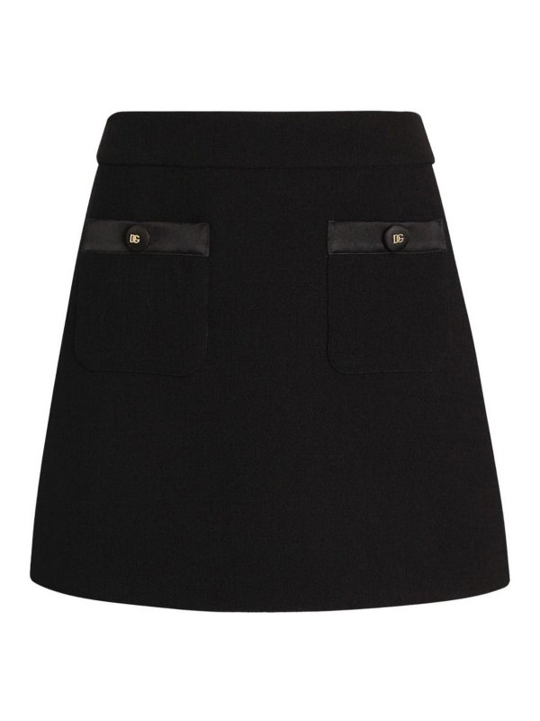 DOLCE & GABBANA: mini skirts - Dolce &Amp Gabbana Wool Crpe Mini Skirt