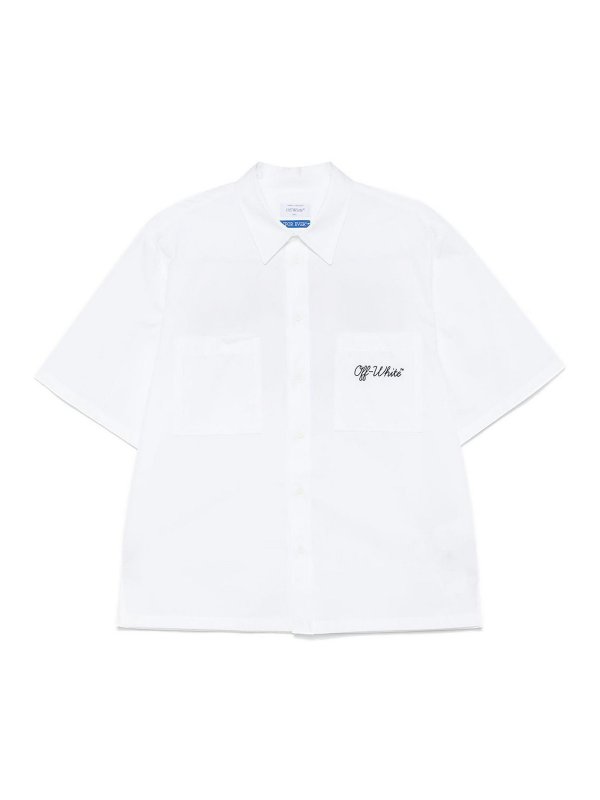 OFF-WHITE: camicie - Camicia con ricamo bianco sporco