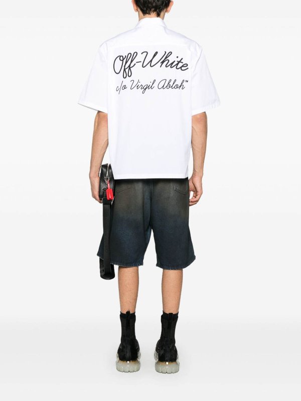 The Best Shops OFF-WHITE: camicie - Camicia con ricamo bianco sporco