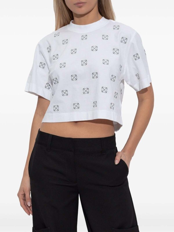 OFF-WHITE: t-shirt online - T-shirt corta con monogramma