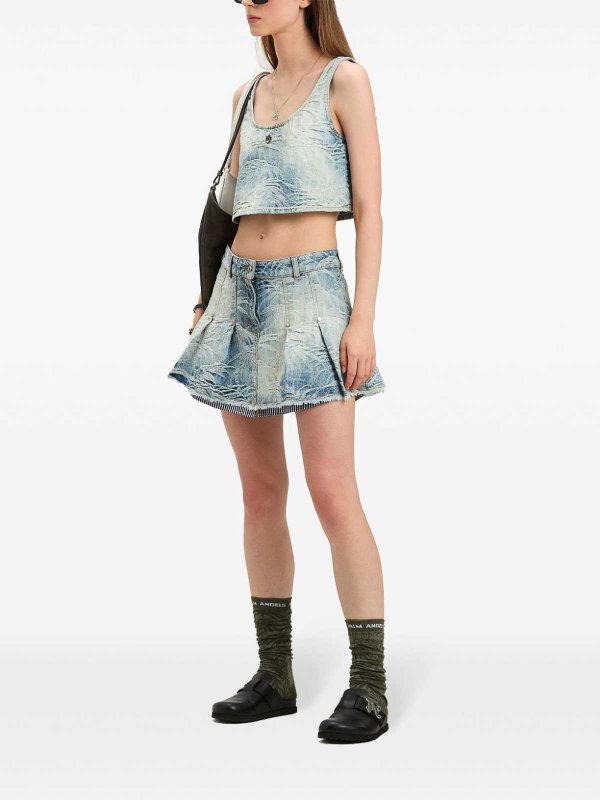 Denim Mini Skirt With Jacquard Palms shop online: Palm Angels