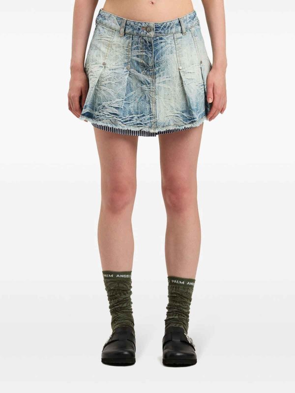 Palm Angels buy online Denim Mini Skirt With Jacquard Palms