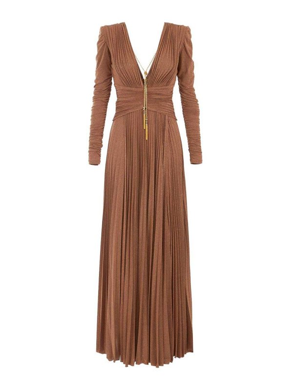 ELISABETTA FRANCHI: Vestidos media pierna - Vestido Midi - Marrón