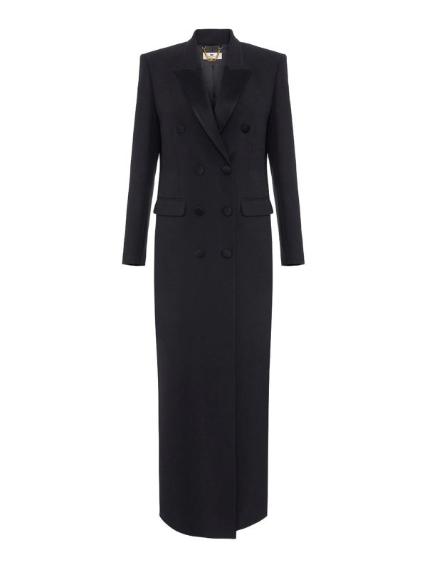 ELISABETTA FRANCHI: knee length coats - Double-Breasted Coat