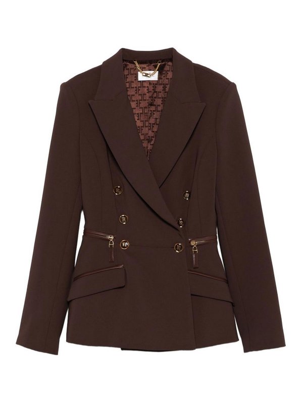 ELISABETTA FRANCHI: casual jackets - Lightweight Crepe Jacket With Zip Details By