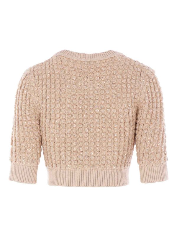 ELISABETTA FRANCHI: Top e canotte online - Top in maglia bouclÃ© con paillettes