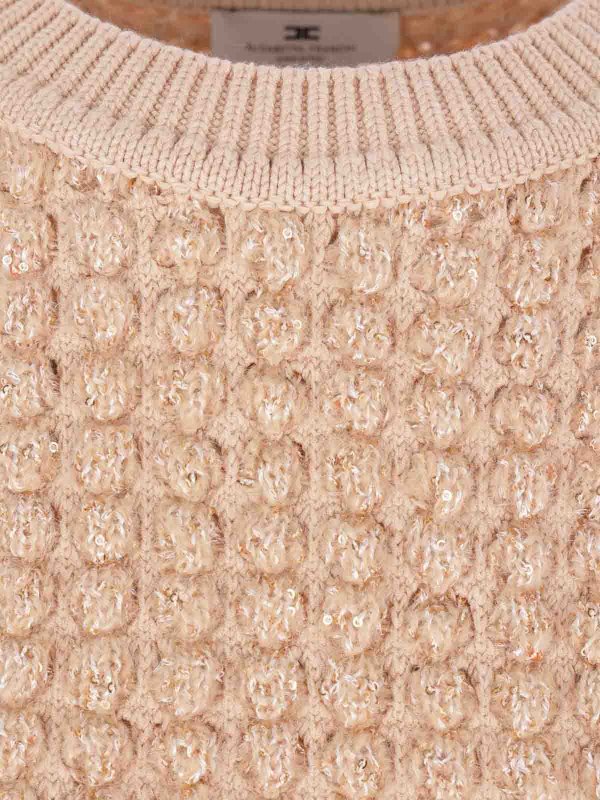 Top in maglia bouclÃ© con paillettes shop online: ELISABETTA FRANCHI