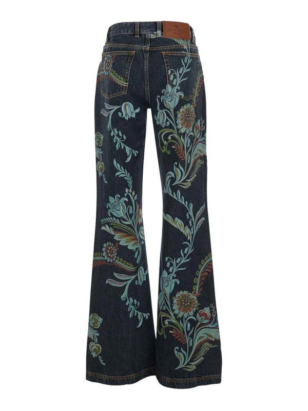 ETRO: flared jeans online - Flower Print Flared Jeans