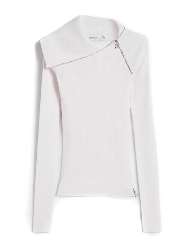 SPORTMAX: crew necks - Zip-Up Turtleneck Sweater