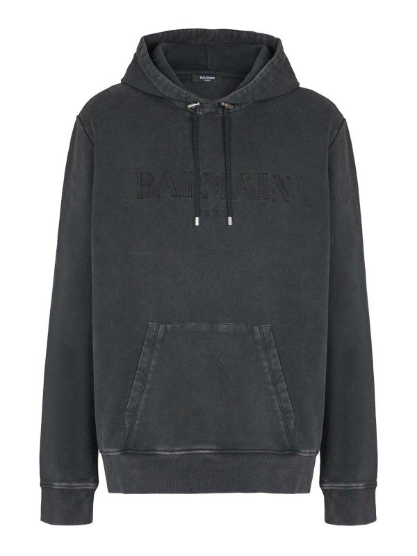 Balmain: Sweatshirts & Sweaters - Vintage  Embroidered Hoodie