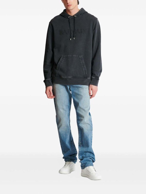 Balmain: Sweatshirts & Sweaters online - Vintage  Embroidered Hoodie