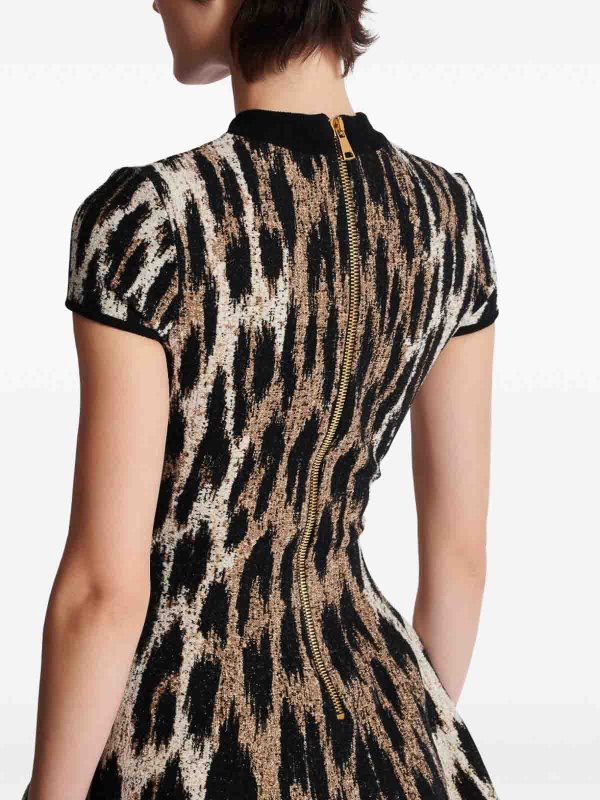 The Best Shops Balmain: short dresses - A-Line Leopard Print Jacquard Dress