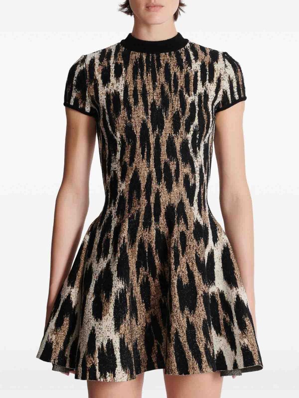The Best Shops Balmain: A-Line Leopard Print Jacquard Dress