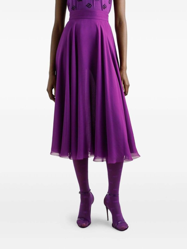 The Best Shops DOLCE & GABBANA: Knee length skirts & Midi - Dolce &Amp Gabbana Chiffon Midi Skirt