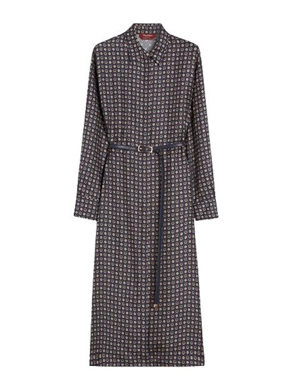 MAX MARA STUDIO: shirts - Mister Chemisier Dress In Printed Silk By