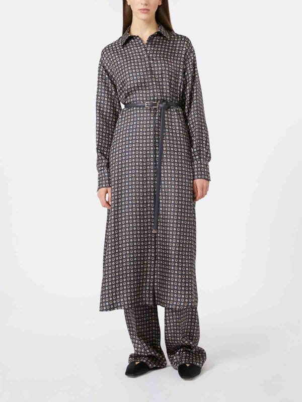 MAX MARA STUDIO: shirts online - Mister Chemisier Dress In Printed Silk By