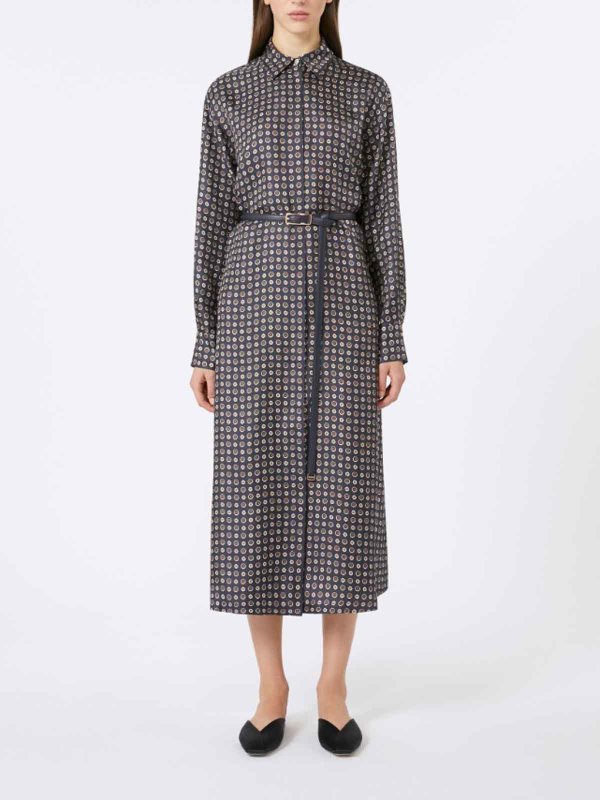 The Best Shops MAX MARA STUDIO: shirts - Mister Chemisier Dress In Printed Silk By