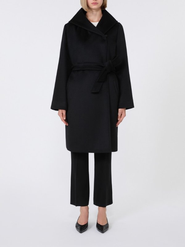 The Best Shops MAX MARA STUDIO: knee length coats - Newmang Wool Hooded Coat