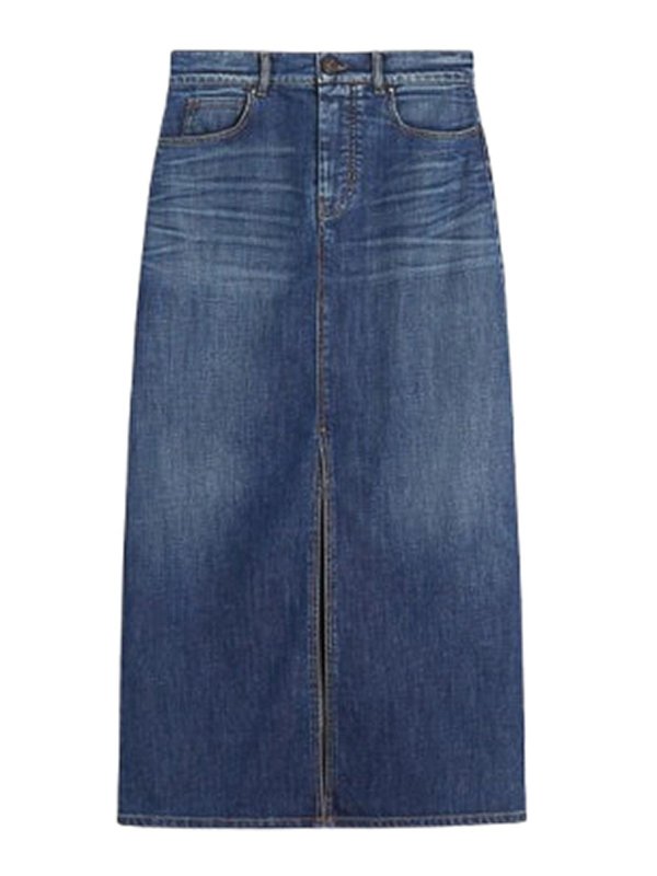 WEEKEND MAX MARA: knee length coats - Weekend Max Mara  5-Pocket Denim Skirt