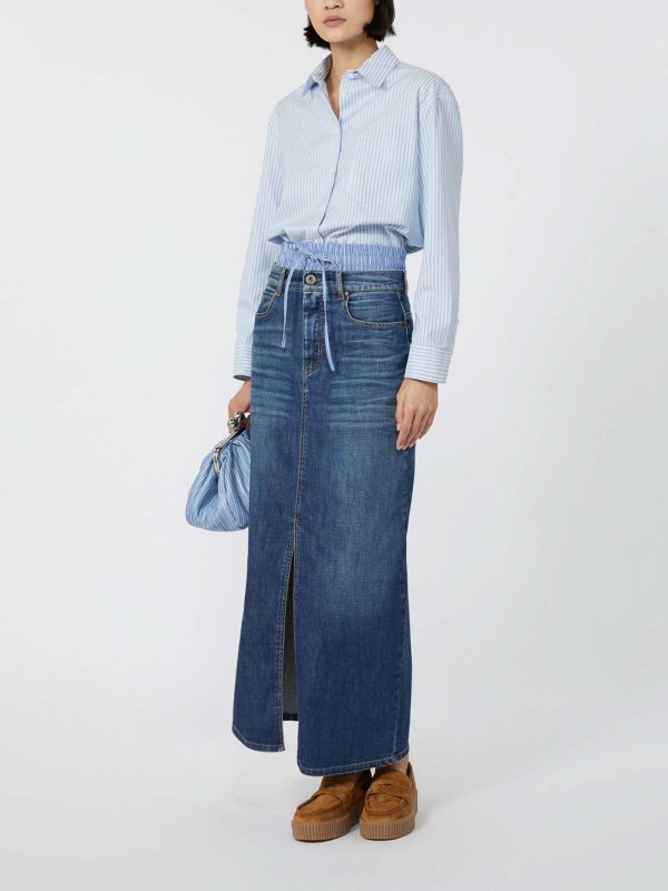 WEEKEND MAX MARA: knee length coats online - Weekend Max Mara  5-Pocket Denim Skirt