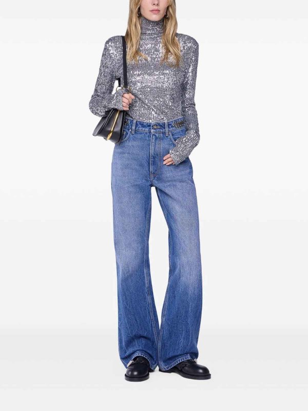 RABANNE: crew necks online - Turtleneck Sweater With Paillettes