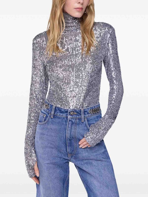 The Best Shops RABANNE: crew necks - Turtleneck Sweater With Paillettes