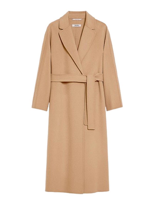 S MAX MARA: knee length coats - Wool Drap Midi Coat