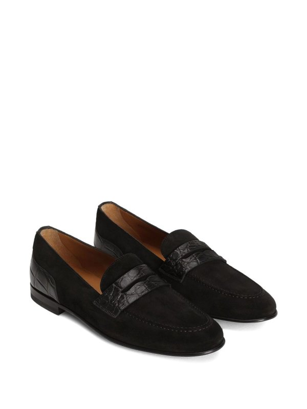 DOLCE & GABBANA: espadrilles online - Suede Crocodile-Effect Loafers