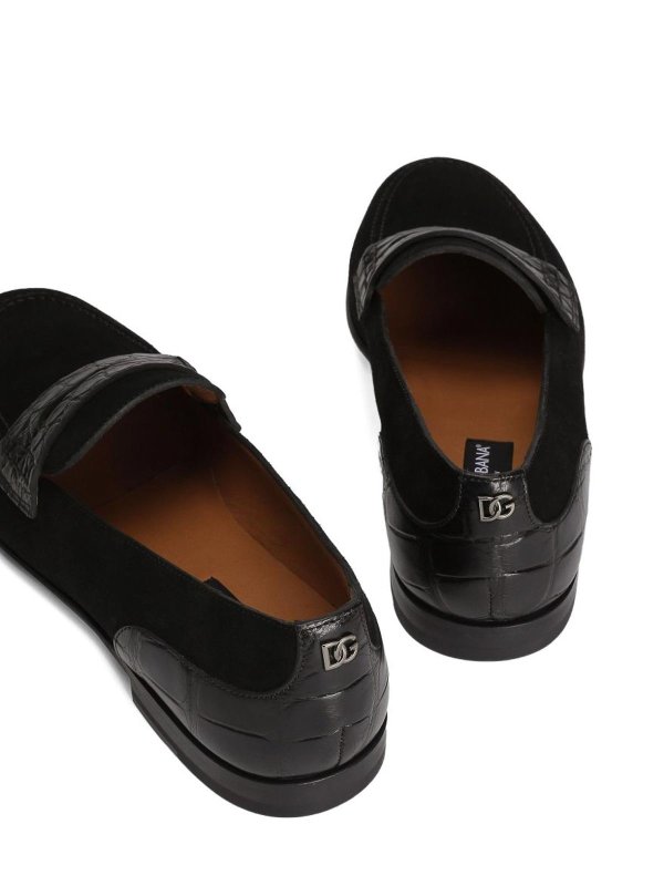 The Best Shops DOLCE & GABBANA: espadrilles - Suede Crocodile-Effect Loafers