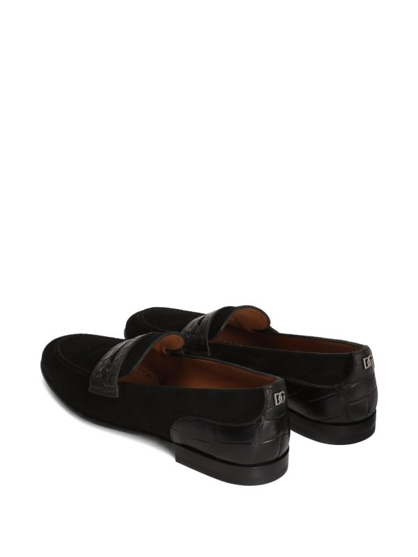 Suede Crocodile-Effect Loafers shop online: DOLCE & GABBANA