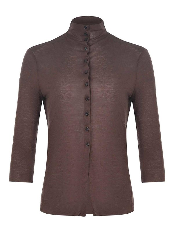 ALYSI: Strickpullover mit Rundhalsausschnitt - Rundhalspullover - Dunkelbraun